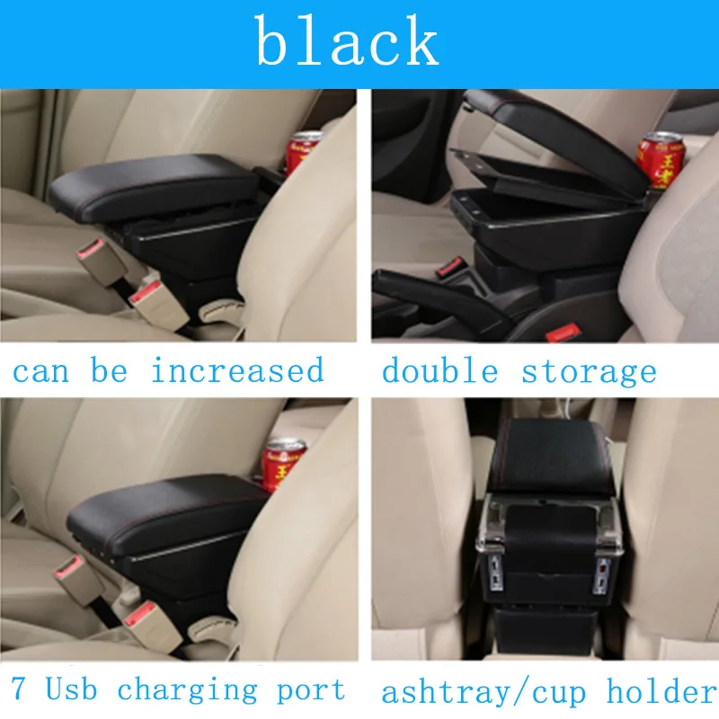 Car Multi-function Modified Central Armrest Box For Honda Civic 2006-2011 Accord Fit City CRV Volvo S60 XC90 V40 V70 V50 V60 - Название цвета: A-black