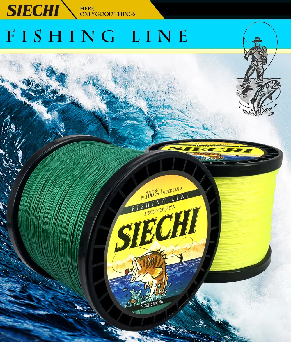 Linha de Pesca Siechi Fios Carpa Pesca Fio Trançado pe Cabo 9 Cores Peche Multifilamento Forte 20-88lb 1000m 8 7 Esporte e Lazer