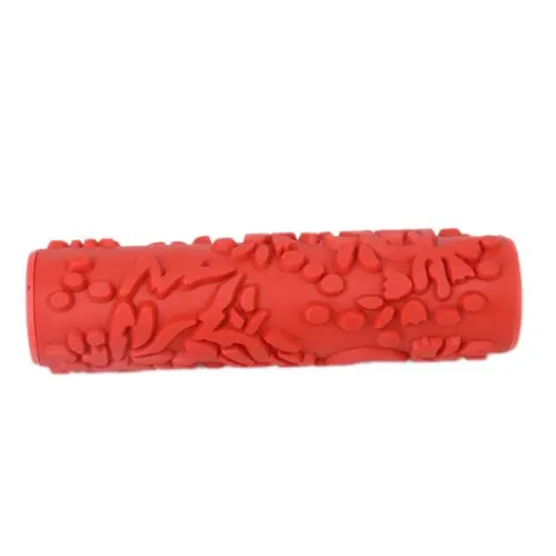 Полезный декоративный валик для краски с пластиковой ручкой, 17,8 см, Рельефный цветочный дизайн, красный цвет