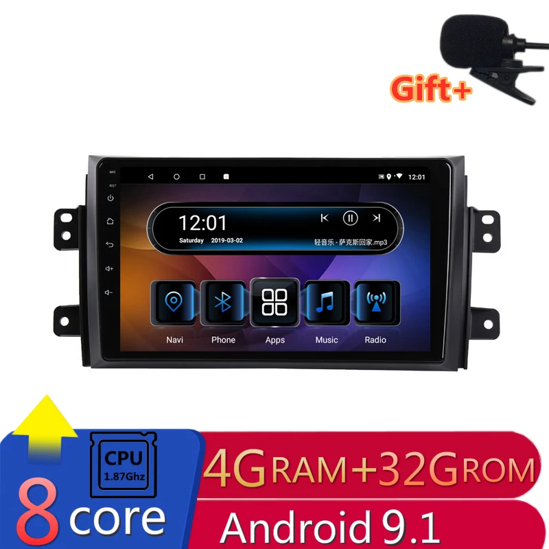 

9" 4G RAM 2.5D IPS 8 CORE Android 9.1 Car DVD Multimedia Player GPS for Suzuki SX4 2006-2012 2013 2015 audio radio navigation