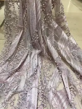 

High-grade beaded tube mesh gauze many beads Africa Nigeria lace French tulle wedding dress skirt 5 yards