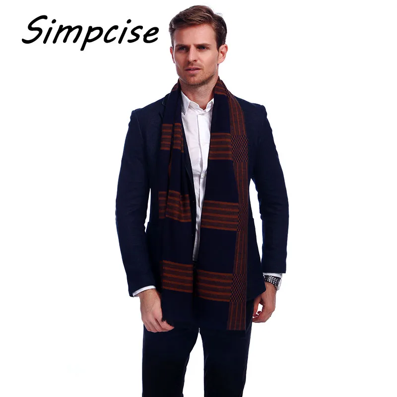 Mens Scarf Winter Fashion Plaid Scarf Brand Warm Scarves Man Luxury Collocation Warp A3A18934 wool scarf mens