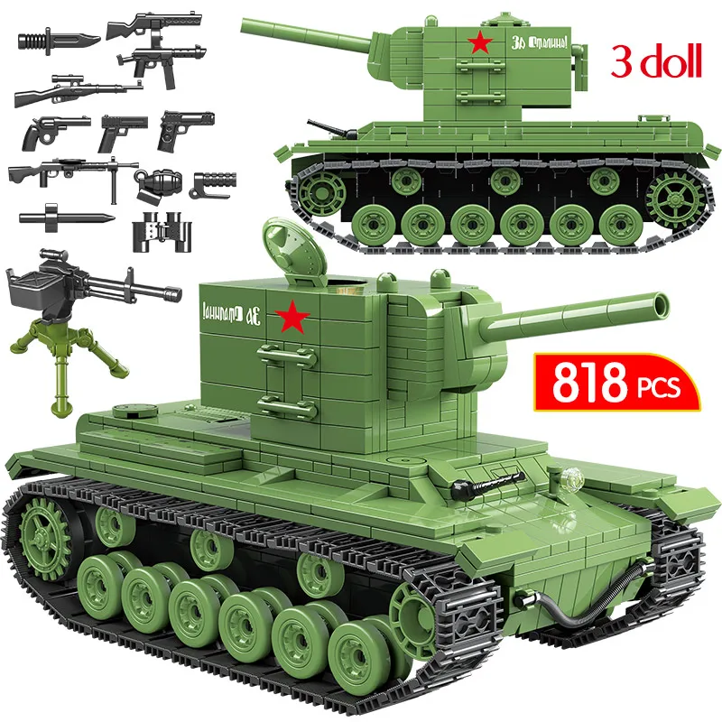 Строительные блоки 818 шт. военные Россия КВ 2 танка совместимые городская полиция