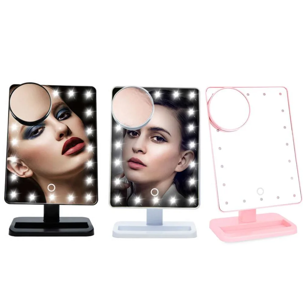 

10X Magnifier LED Screen Makeup Mirror Portable 20 LEDs Lighted Cosmetic Adjustable Vanity Tabletop Countertop new