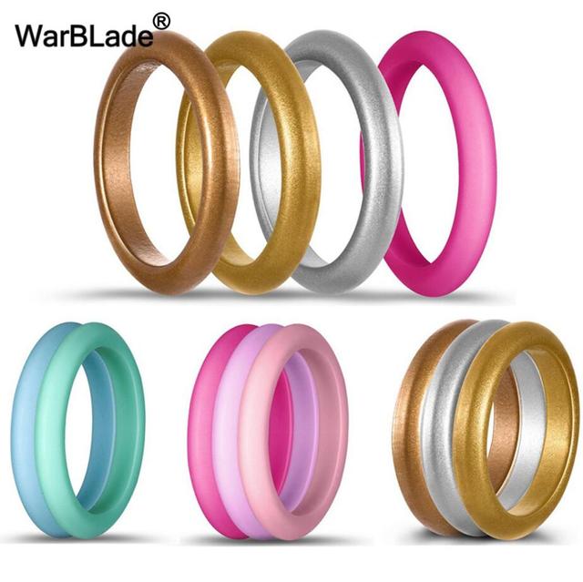Women Silicone Ring With Rhinestone Hypoallergenic Crossfit Flexible Rubber Finger Rings For Women Wedding Jewelry Gift
