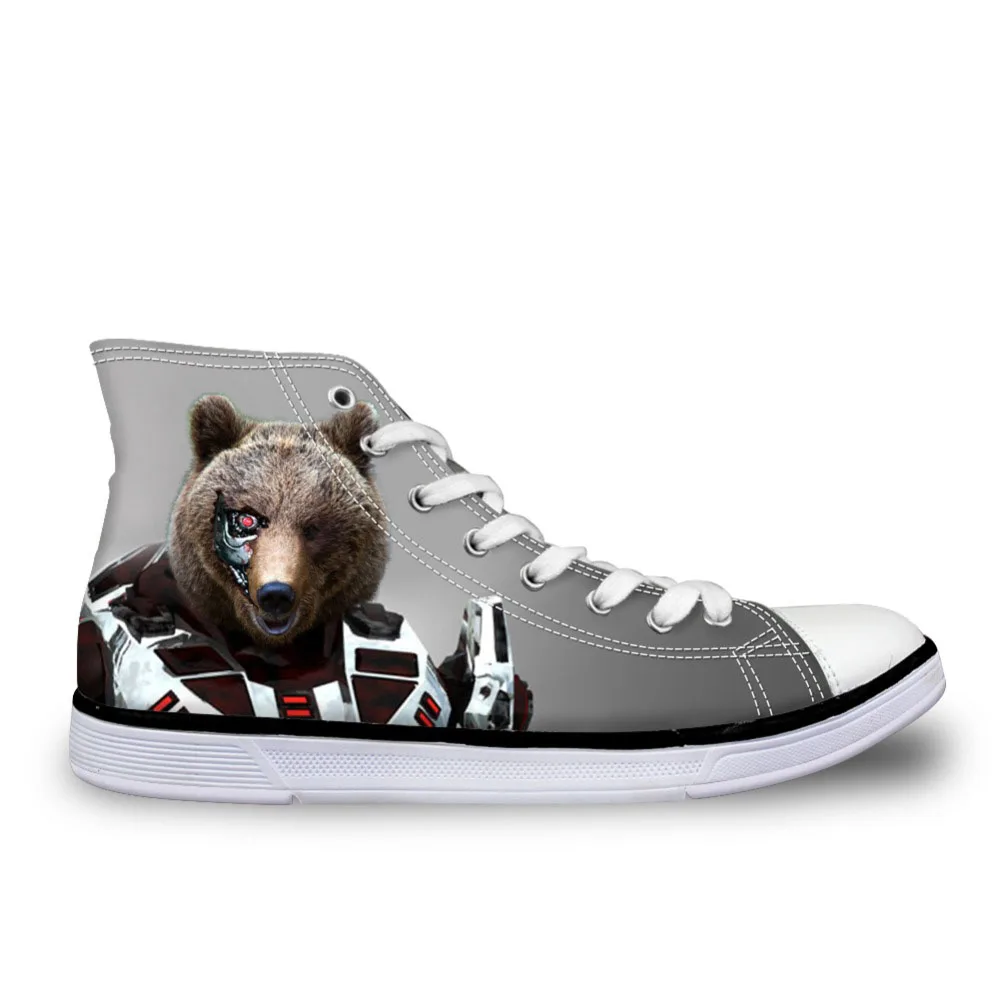 

Man Vulcanize Shoes 3D Bear Printing Men's Shoes Casual Shoes Fashion Animals Men Flats High-top Breath Sneakers