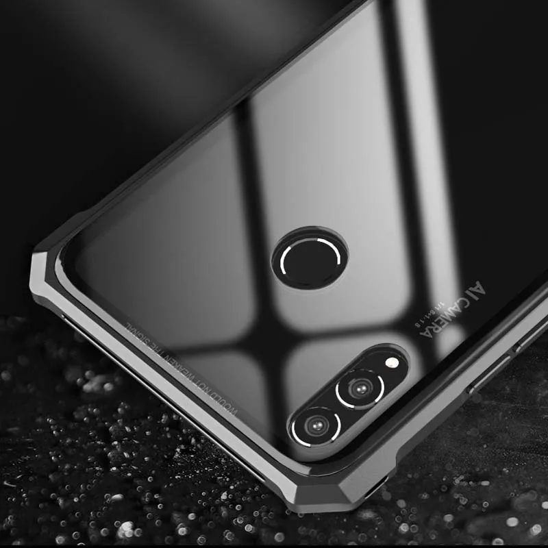 Luxury Aluminum Metal Frame Bumper + Transparent 9H Glass Back Cover Phone Case For Huawei Honor 8X 8X Max Honor8X 8XMax JS0692