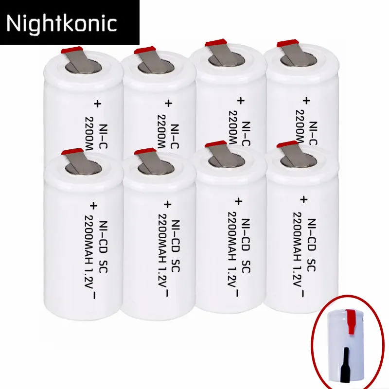 

Original 8 pcs/lot SC battery 2200mAh rechargeable subc battery replacement 1.2 v with tab for makita NIGHTKONIC