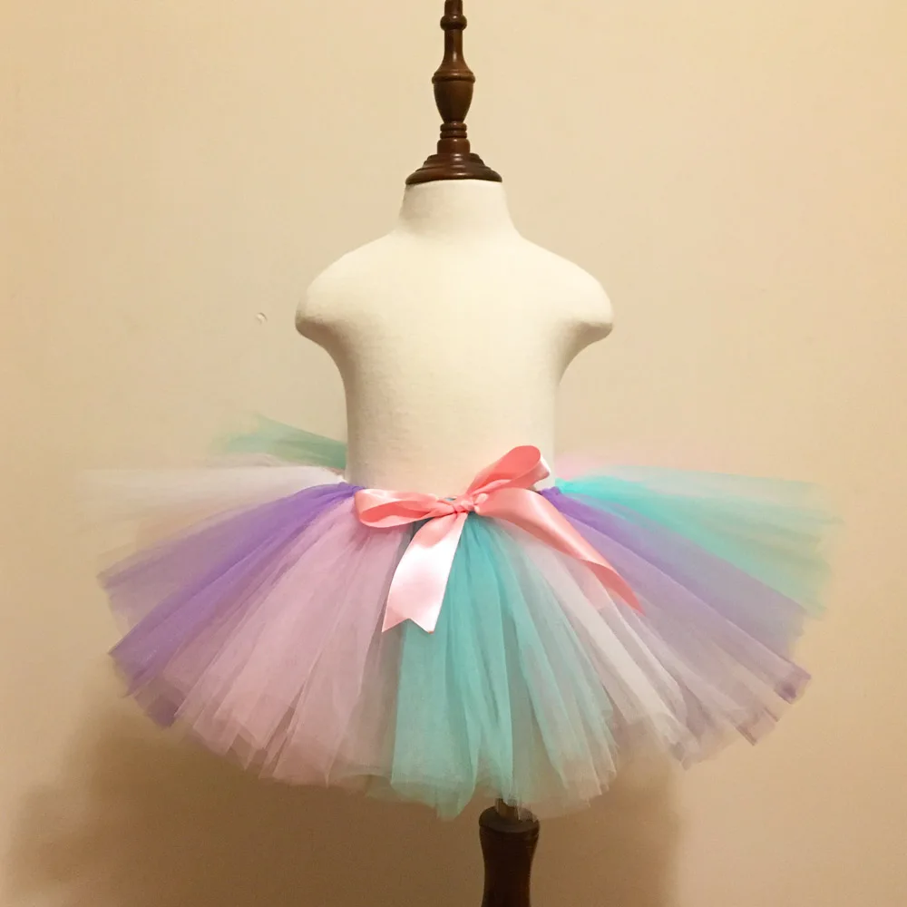 Для девочек с единорогом юбка-пачка с розовым бантом Детская юбка-американка детское платье для танцев для девочек балетнок платье-пачка День рождения Тюлевая юбка костюм единорога
