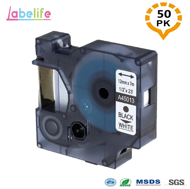 Labelife 50Pack DYMO 45013 Compatible Dymo D1 12mm S0720530 Black on White for Label Manager 160 280 | Компьютеры и офис
