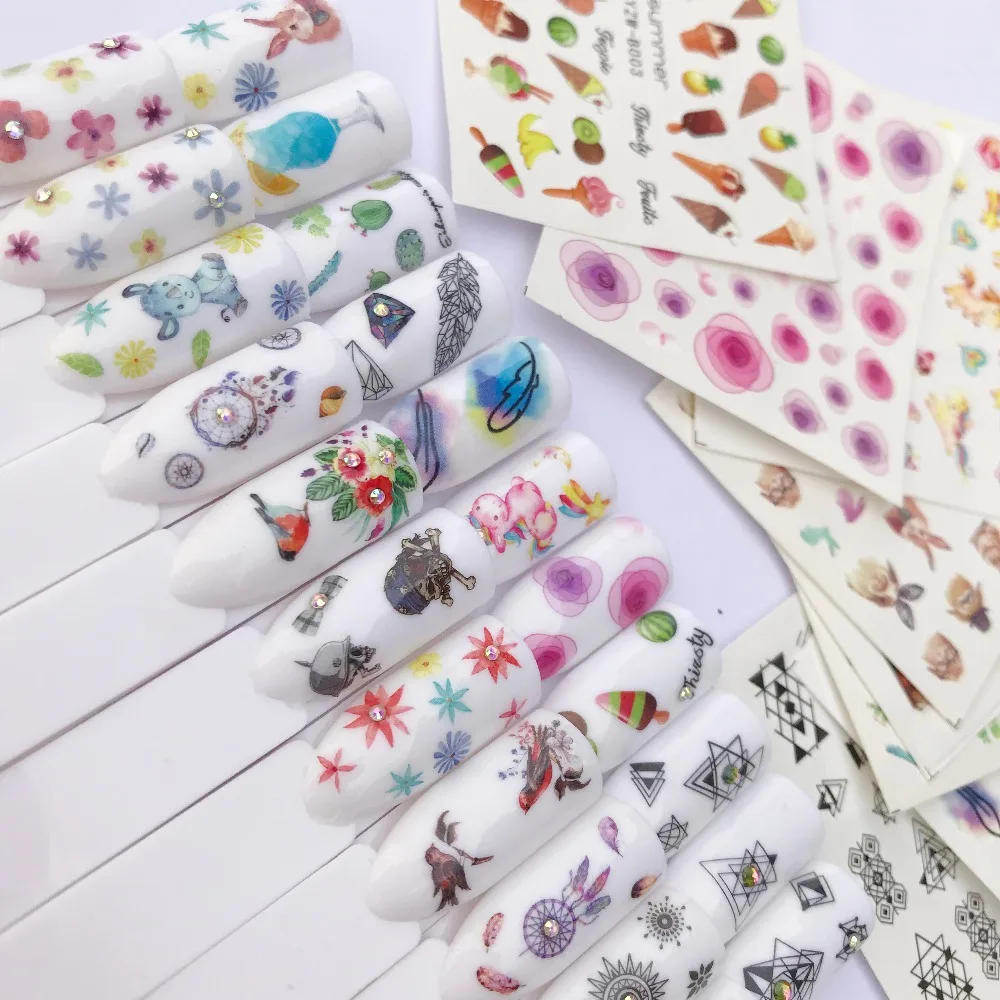 

30 Styles Summer Butterfly & Flower Summer Image Nail Decals Art Colorful Full Wraps for Nail Sticker Water Tips