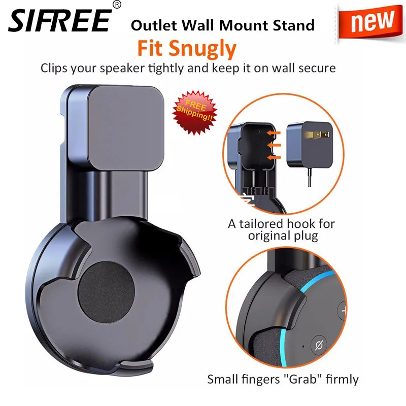 

Outlet Wall Mount Stand Hanger For Amazon Echo Dot 3nd Generation, Compact Holder Case Plug in Kitchen Bathroom Bedroom.