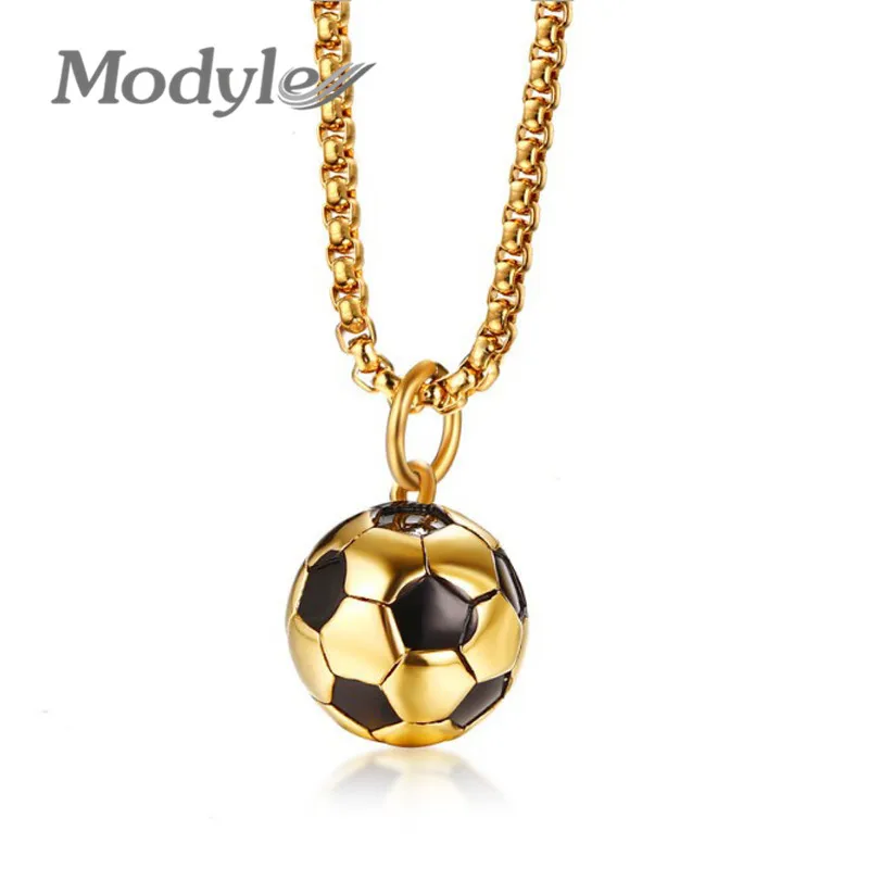Modyle Soccer Necklaces Men Jewelry Gold Color Stainless Steel Fitness