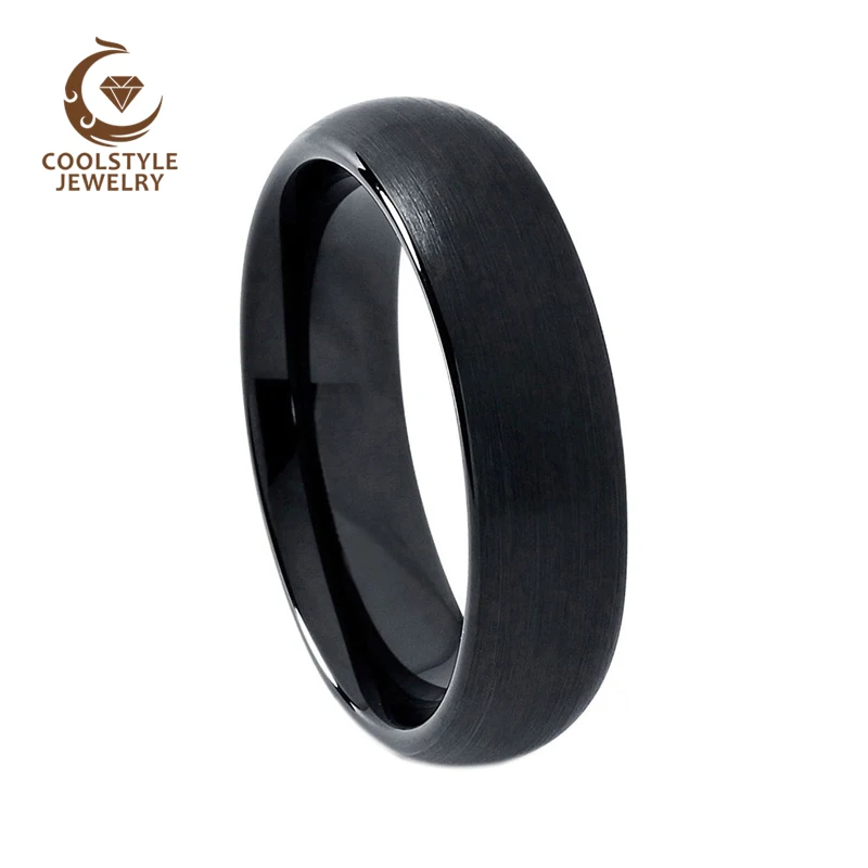

6MM Black Tungsten Wedding Ring Band Engagement For Men Women Domed And Matte Finished