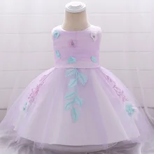 2019 Lush Baby Birthday Dress Baby Girl Christening Gowns Baby Girl Baptism Dresses First Year Tutu Girl Dress robe bebe fille new arrival white ivory satin silk lace baby girl christening gowns newborn formal baptism robe long dress with bonnet