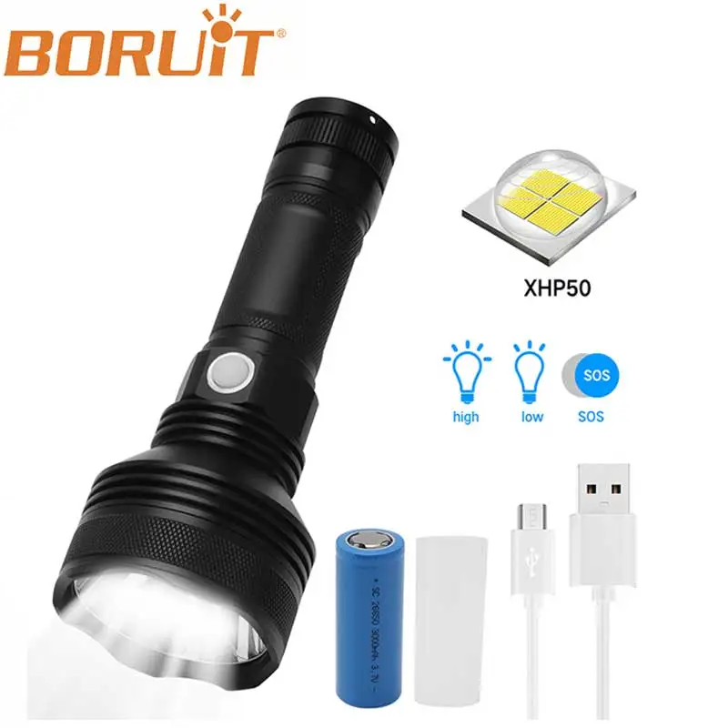 

BORUIT 2000LM XHP50 Powerful LED Flashlight Focus Lamp Waterproof High Power Portable 3 Modes Camping Equipment Torch lamp