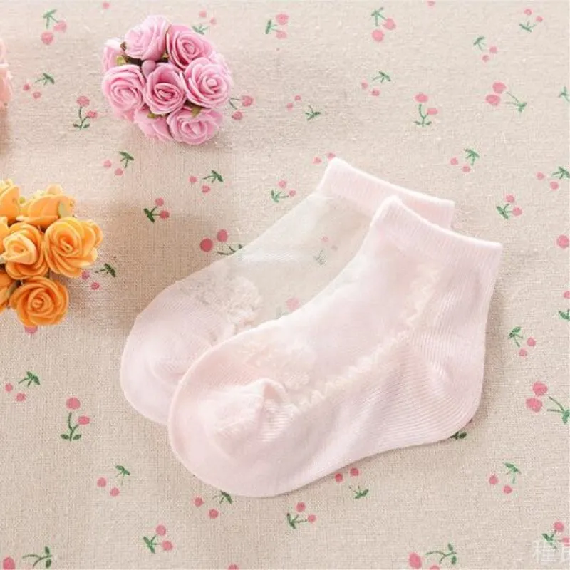 10 шт. = 5 пар/лот, летние детские носки с кристаллами для маленьких девочек Дышащие носки чистый цвет, ультрасетчатый костюм для детей от 0 до 2 лет