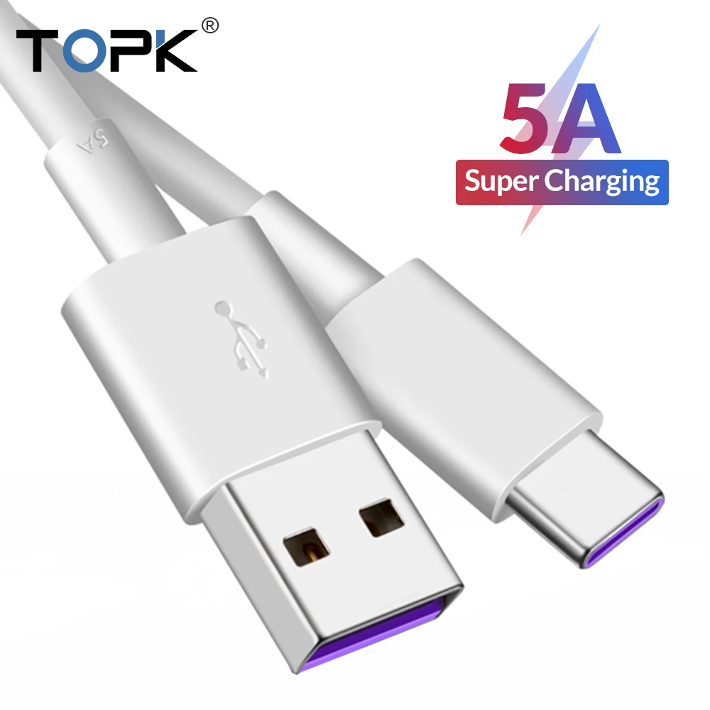 TOPK 5A USB C Quick Charge 3,0 type C кабель для huawei mate 20 Pro P20 Lite Pro P10 Plus Быстрая зарядка type-C кабель для передачи данных USB шнур