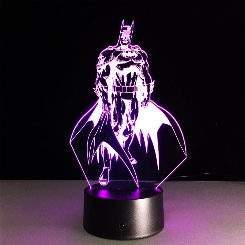  7 Colors Changing Batman 3D Night Lights LED Desk Lamp Atmosphere Lights Creative Table Lamp Valent