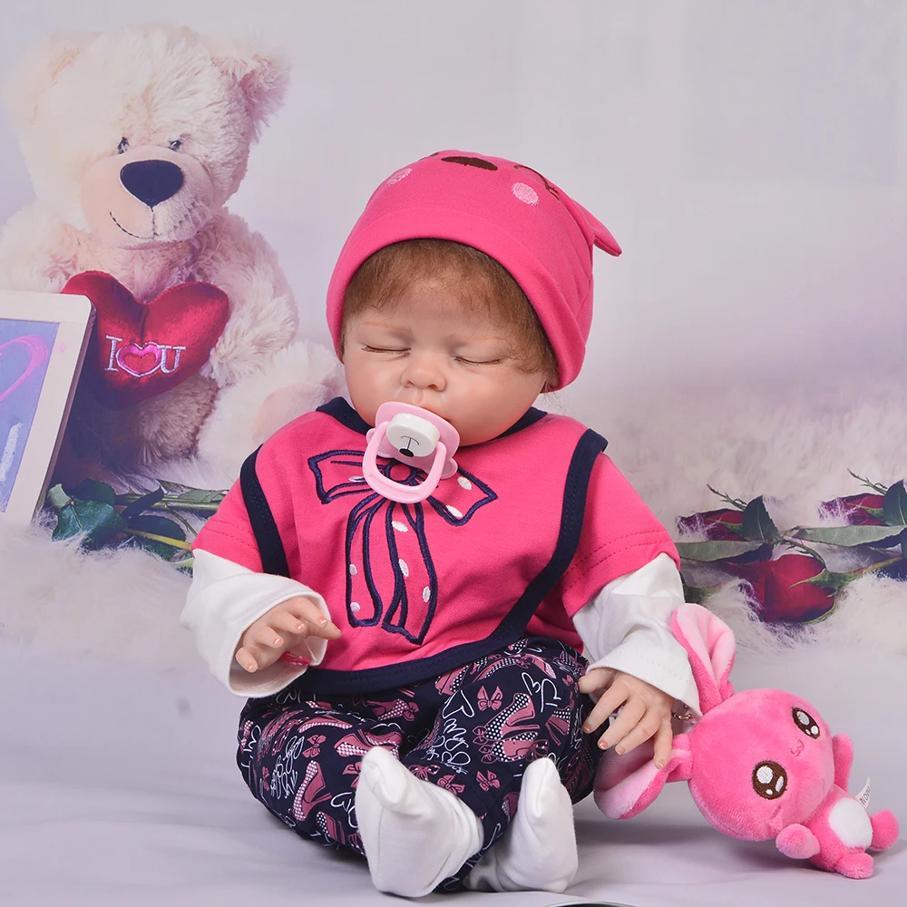 

Real Like Sleeping Reborn Baby Girl Dolls PP Cotton Body 22'' 55 cm Silicone Doll Baby For Kids Playmate Boneca Reborn Brinquedo