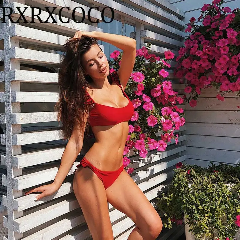 lace ups ruffle bikini push up swimwear women sexy floral halter bikini set 2019 swimsuit brazilian Cross Bandage swimming suit lace ups ruffle bikini push up swimwear women sexy floral halter bikini set 2019 swimsuit brazilian Cross Bandage swimming suit