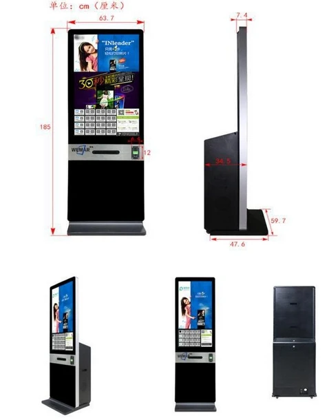 Беспроводной Wi-Fi ПК Встроенный самообслуживания оплаты получить киоск TFT lcd сенсорный фото печать терминал вывески Тотем