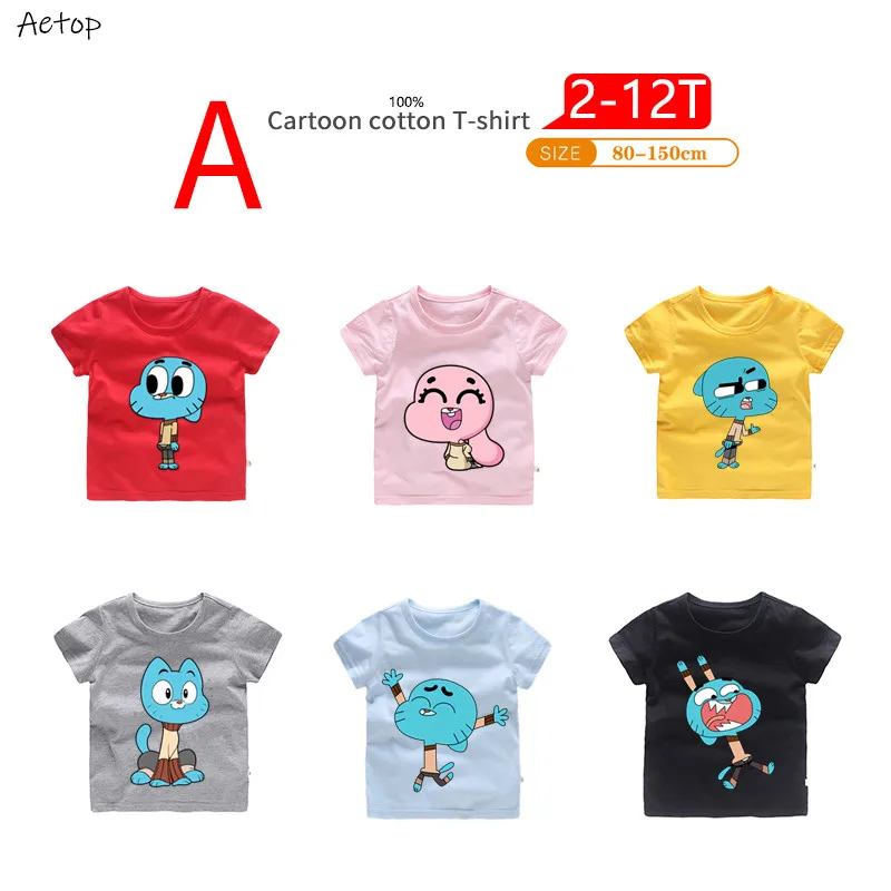 

Children Cartoon the amazing world of gumball T shirt Boys Girls Short Sleeve Great Summer Tops Kids Casual Clothes,b202