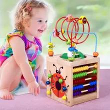 WYNLZQ мальчики девочки деревянные игрушки деревянные круги бисера провода лабиринт роликовые развивающие деревянные головоломки Kid Игрушка рождественские подарки детей