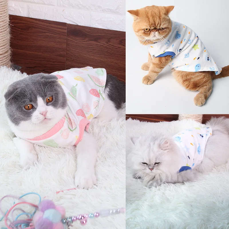 Весенне-осенняя одежда для кошек Одежда для маленьких собак Жилет для щенков Чихуахуа футболка с котом Пижама