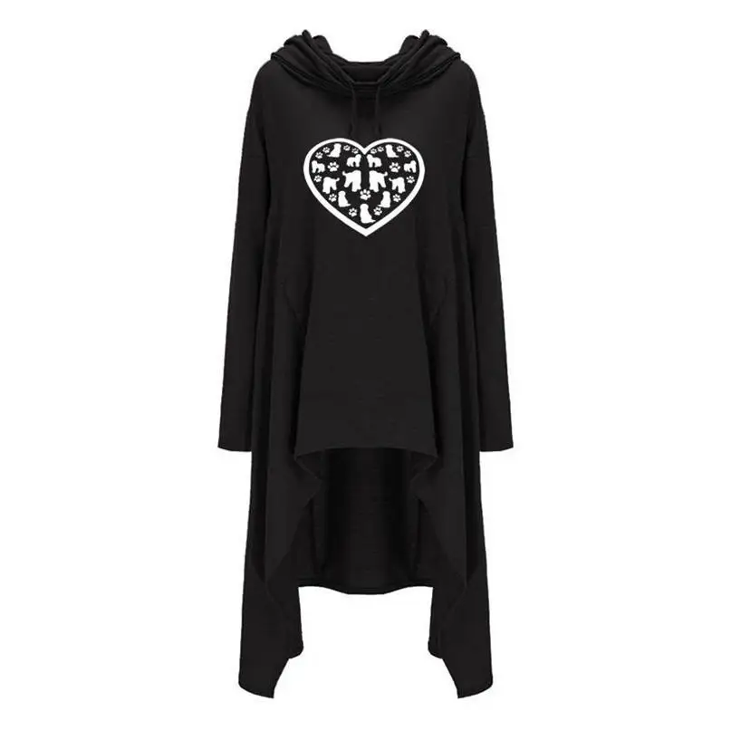For Women Long Irregular Letters Print Kawaii Sweatshirts Tops Femmes Pattern Printing Hoody Street Thick Sweet Pullovers