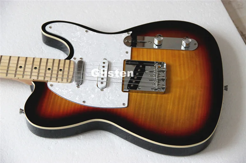 

TL electric guitar with tele maple top, custom guitarra, three saddle bridge