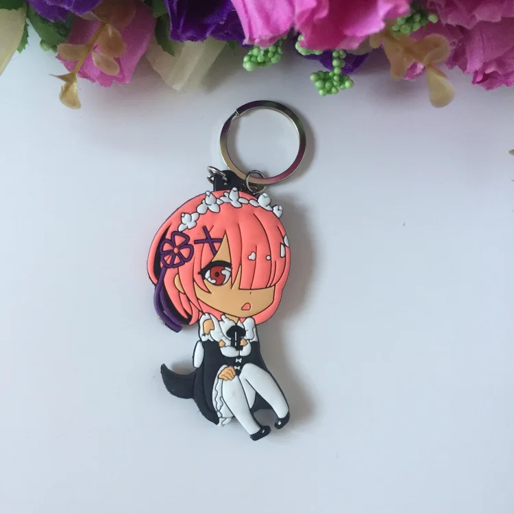 Re Life in a diferente mundo de zero Anime PVC llavero Pack Rem Ram caricatura cosplay silicona para llave joyería regalos de fiesta