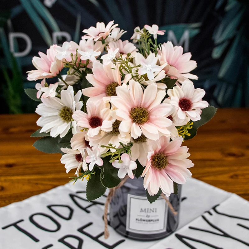 

Simulation 21 Head Fake Flower Silk Artificial Chrysanthemum Flowers Floral DIY Bouquet Home Wedding Flores Office Party Decor