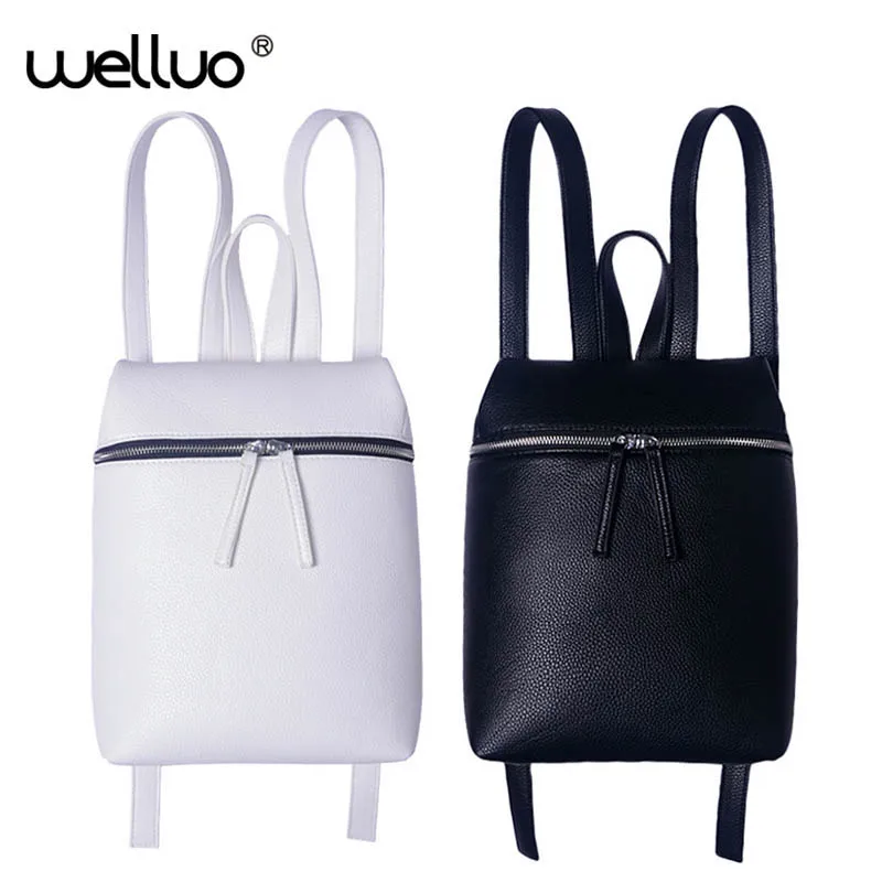 Простой черный женский рюкзак из искусственной кожи, одноцветные рюкзаки, Женская дорожная сумка через плечо, повседневный рюкзак XA867B