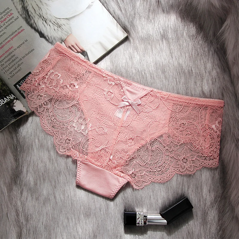 

SXMCY Women Transparent Low Waist Panties Sexy Lace Underwear Cotton Crotch Briefs For Girls ladies Breathable Seamless Lingerie