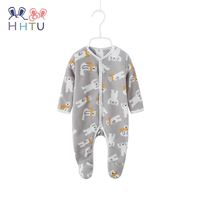 HHTU/Детские комбинезоны для новорожденных мальчиков и девочек; сезон зима-осень; Теплая Флисовая одежда; Одежда для маленьких девочек с героями мультфильмов; Детский комбинезон; Пижама - Цвет: Style 1