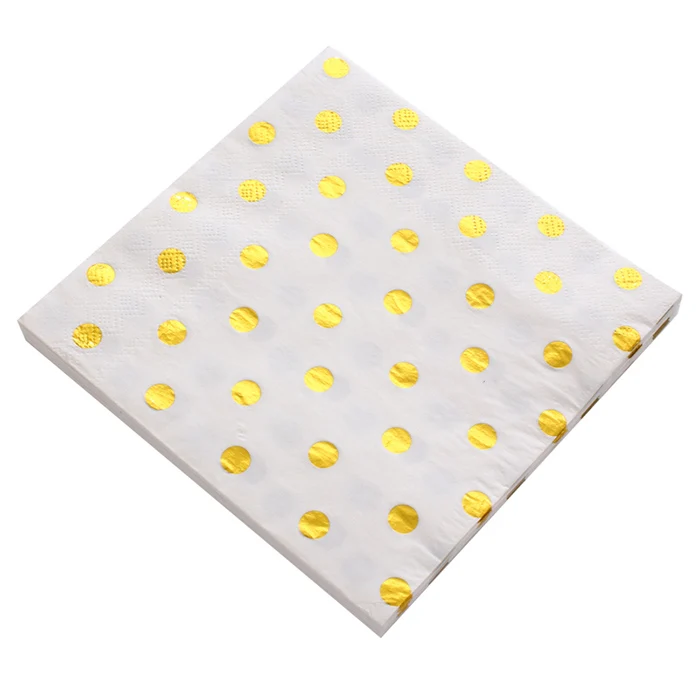 Разноцветные Звездные одноразовые стаканчики, бумажные стаканчики и тарелки, принадлежности для вечеринки в честь Дня Рождения, соломенная салфетка, одноразовая посуда - Цвет: gold dot napkin