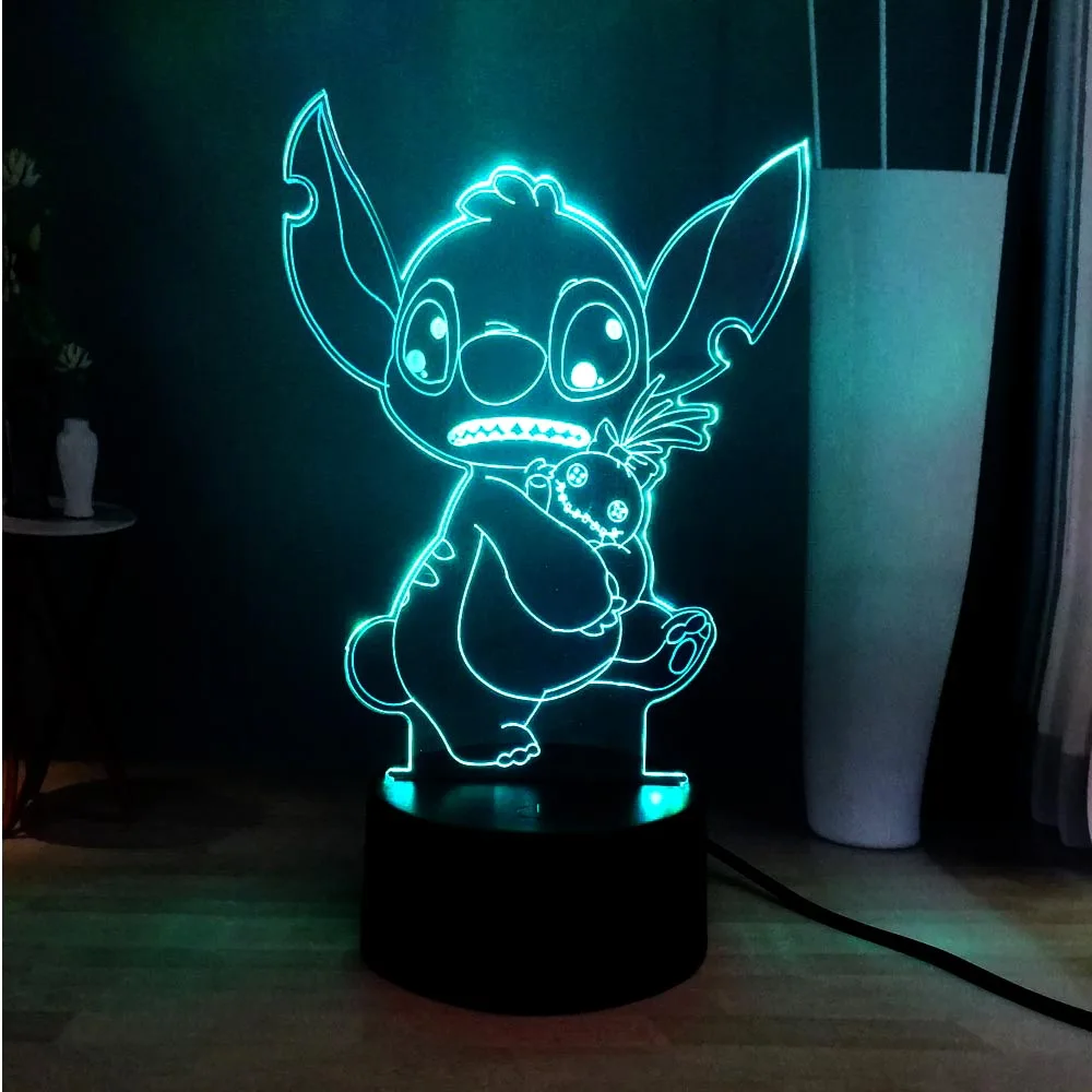 Мультфильм стежка 3D иллюзия света RGB 7 цветов изменить светодиодный ночной Светильник для создания уютной атмосферы украшения USB Touch прикроватная лампа подарок на день рождения