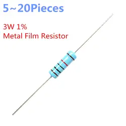 5 ~ 20 шт./лот 3 Вт 3ohm 1% радиальная DIP Металлические пленочные осевой резисторы 3 Ом R 3 Вт