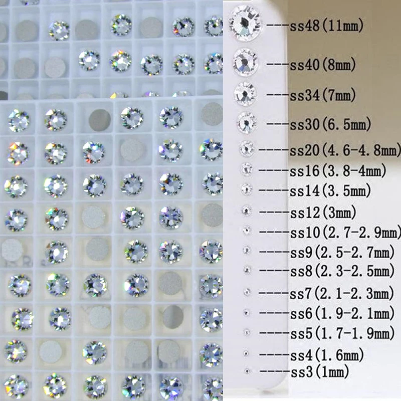 Все размеры, черные стразы без горячей фиксации, для одежды, камни с плоской задней частью, стекло, для коррекции одежды, без утюга, со стразами