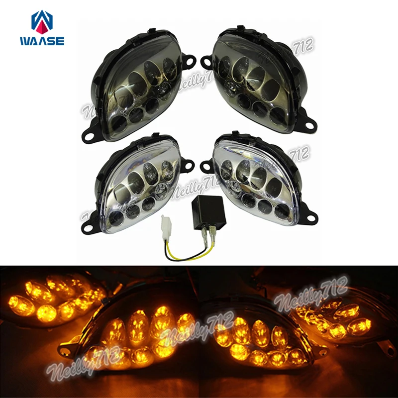 

waase Motorcycle Front Turn Signals Blinker LED Light For 1999 2000 2001 2002 2003 2004 2005 2006 2007 SUZUKI Hayabusa GSXR1300