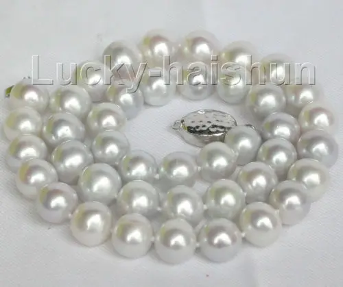 

natural 18" 11mm round white pearls necklace 925 silver clasp j8723 ^^^@^Noble style Natural Fine jewe FREE SHIPPING