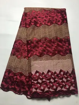 

High Quality African Cord French Lace Embroidered African Wedding Lace Fabric With Beads 2017 Latest Tulle Laces For Party J5-5