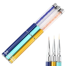3Pcs/set Arylic Handle Nail Art Metal Pen Brushes with Cap Drawing Painting Carving Gel Liquid Lines Flower 3D DIY Manicure Kits