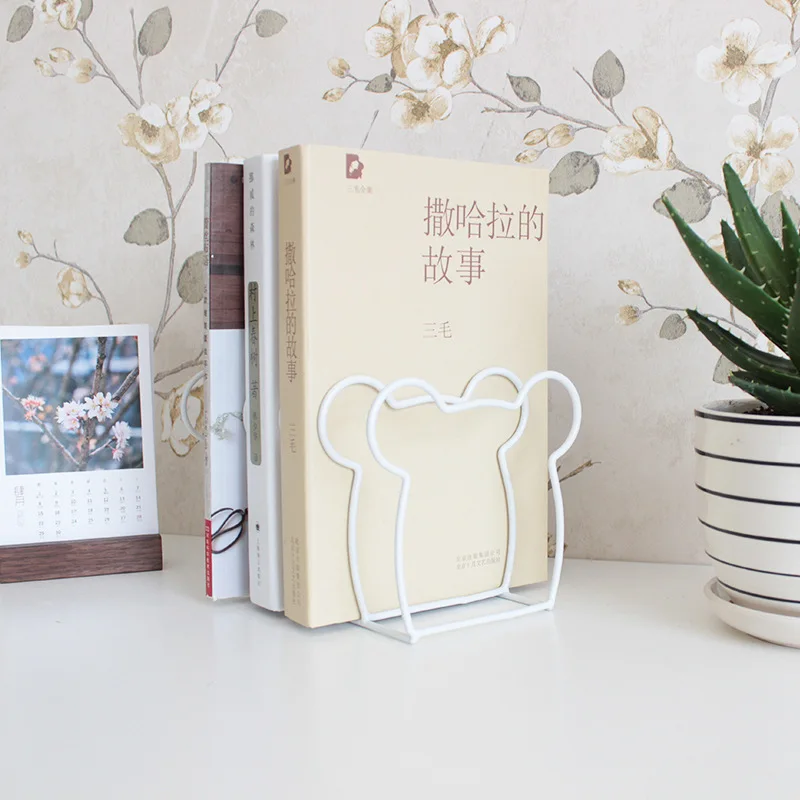 Desktop Book Storage Rack Star Bear Shaped Iron Bookshelf Bookcase