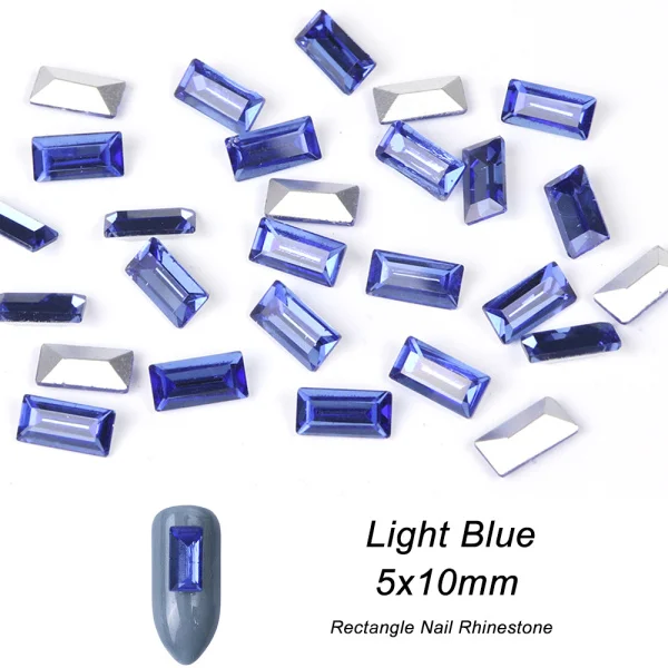 10 шт Разноцветные прямоугольные драгоценные камни стразы для дизайна ногтей хрустальные украшения блестки DIY 5x10 мм ювелирные изделия камень аксессуары для ногтей CH828 - Цвет: Light Blue