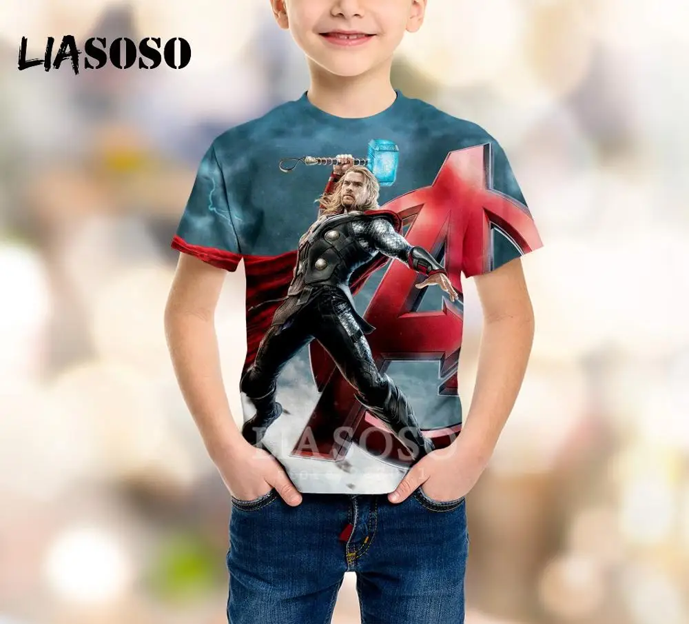 

LIASOSO Summer New Children Loki Sweatshirt 3D Print Movie Thor T Shirt Kids Top Boy Girl Short Sleeve Top Baby Pullover B092-04