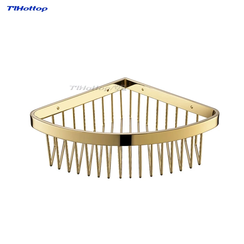 

Bathroom Shelves Stainless Steel Gold Corner Single Triangle Basket Single Double Layer With Hooks Cosmetic Rack Shower Shampoo