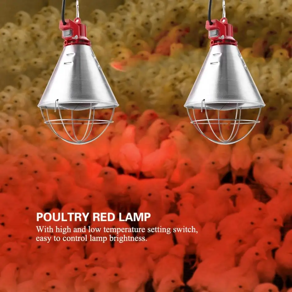 Инфракрасная тепловая лампа с европейской вилкой, 220 В, красная, с высокой температурой, установочный светильник для цыплят, домашней птицы, свиньи, рептилии, теплая лампа