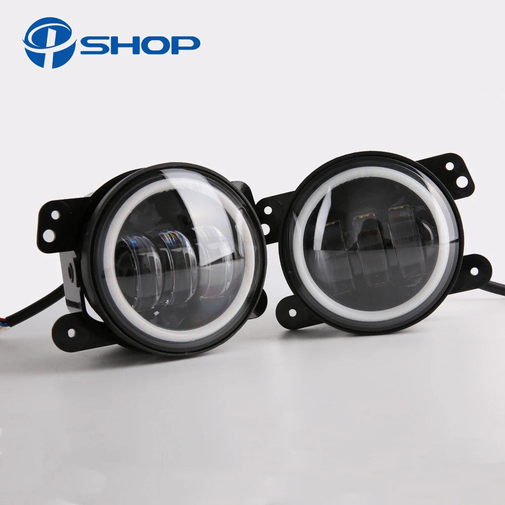 

4inch Fog Lamps For Jeep Wrangler JK LED Fog Light 2pc Kit with Halo White DRL + Amber Turn Signal